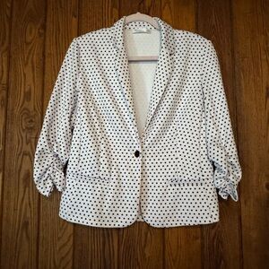 Madison White Blazer with Black Polka Dots